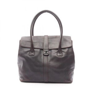 Chanel Coco Mark Tote Bag Handbag, Lambskin Leather, Women's, Brown